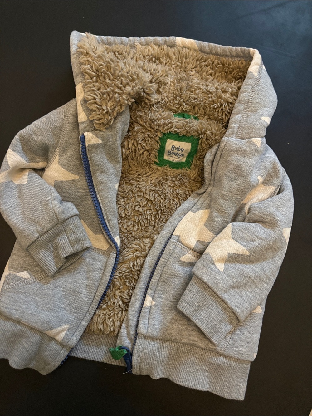 Baby Boden Sherpa Lined Jacket 6-12 months.